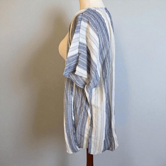 Maurices Cover Up Women Small Gray Beige Stripes Swimsuit Coverup Beach Summer - Picture 4 of 11